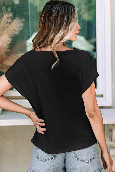 Soft Draped Cowl Neck Batwing Sleeve Top
