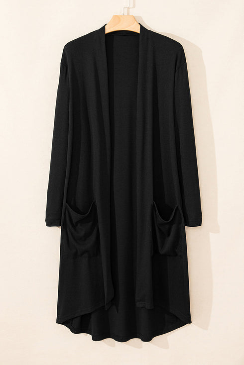 Soft Draped Open Front Long Sleeve Cardigan