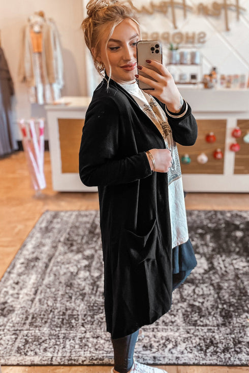 Soft Draped Open Front Long Sleeve Cardigan