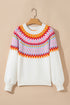 Soft Fair Isle Knit Crew Neck Pullover Sweater