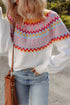 Soft Fair Isle Knit Crew Neck Pullover Sweater