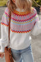 Soft Fair Isle Knit Crew Neck Pullover Sweater