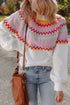 Soft Fair Isle Knit Crew Neck Pullover Sweater