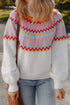 Soft Fair Isle Knit Crew Neck Pullover Sweater