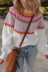Soft Fair Isle Knit Crew Neck Pullover Sweater