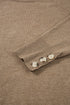Soft Fine Knit Button Cuff Crew Neck Sweater