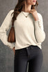 Soft Fine Knit Button Cuff Crew Neck Sweater