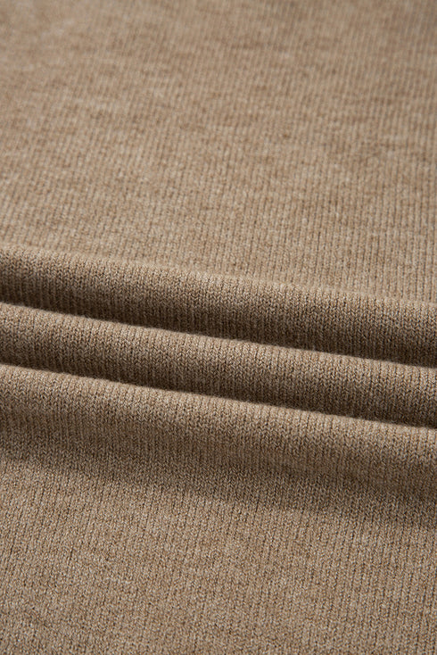 Soft Fine Knit Button Cuff Crew Neck Sweater