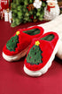 Soft Fleece Tree Graphic Slip On Platform Slippers