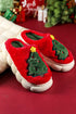 Soft Fleece Tree Graphic Slip On Platform Slippers