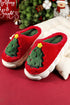 Soft Fleece Tree Graphic Slip On Platform Slippers