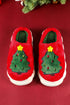 Soft Fleece Tree Graphic Slip On Platform Slippers