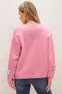 Soft Floral Applique Crew Neck Button Down Cardigan