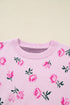 Soft Floral Knit Crew Neck Pullover Sweater