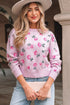 Soft Floral Knit Crew Neck Pullover Sweater