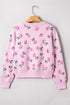 Soft Floral Knit Crew Neck Pullover Sweater