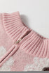 Soft Floral Knit Quarter Zip Long Sleeve Sweater