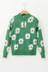 Soft Floral Knit Quarter Zip Long Sleeve Sweater