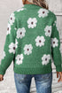 Soft Floral Knit Quarter Zip Long Sleeve Sweater