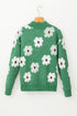 Soft Floral Knit Quarter Zip Long Sleeve Sweater