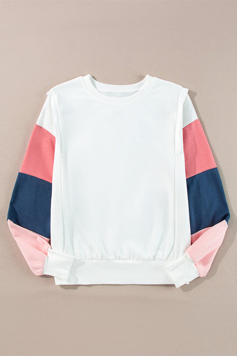 Soft French Terry Contrast Panel Pullover Top