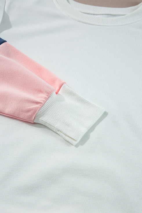 Soft French Terry Contrast Panel Pullover Top