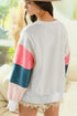 Soft French Terry Contrast Panel Pullover Top