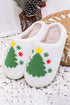 Soft Fuzzy Fleece Tree Print Indoor Home Slippers