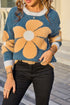 Soft Fuzzy Knit Large Floral Graphic Sweater