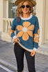 Soft Fuzzy Knit Large Floral Graphic Sweater