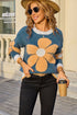 Soft Fuzzy Knit Large Floral Graphic Sweater