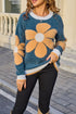 Soft Fuzzy Knit Large Floral Graphic Sweater