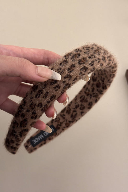 Soft Fuzzy Texture Leopard Print Wide Hair Headband