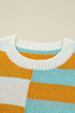 Soft Geometric Stripe Knit Crew Neck Pullover Sweater