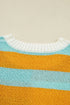 Soft Geometric Stripe Knit Crew Neck Pullover Sweater