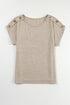 Soft Heathered Knit Button Shoulder Detail Top