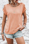Soft Heathered Knit Button Shoulder Detail Top