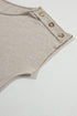 Soft Heathered Knit Button Shoulder Detail Top