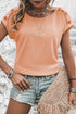 Soft Heathered Knit Button Shoulder Detail Top