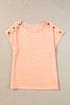 Soft Heathered Knit Button Shoulder Detail Top