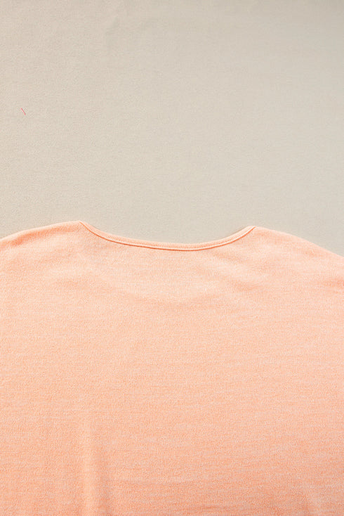 Soft Heathered Knit Button Shoulder Detail Top