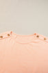 Soft Heathered Knit Button Shoulder Detail Top