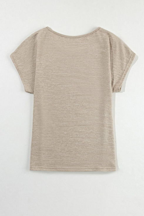 Soft Heathered Knit Button Shoulder Detail Top