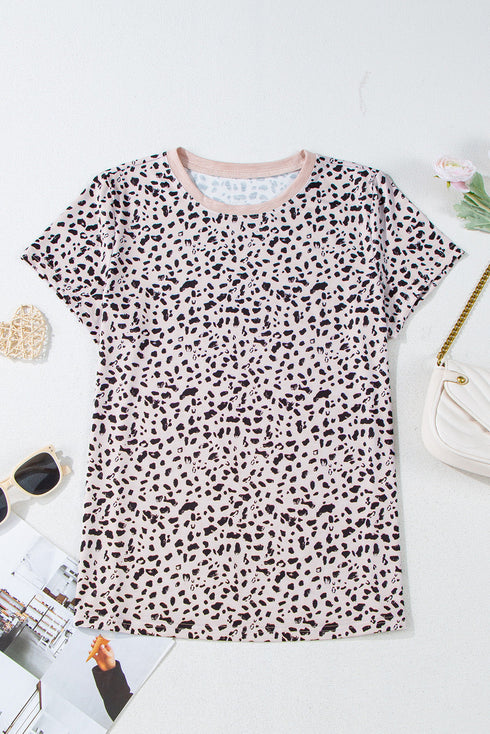 Soft Jersey Abstract Spot Print Short Sleeve Top