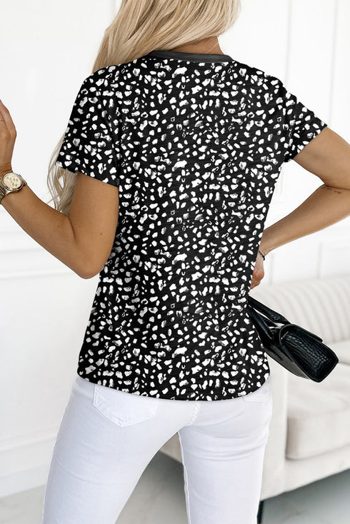 Soft Jersey Abstract Spot Print Short Sleeve Top