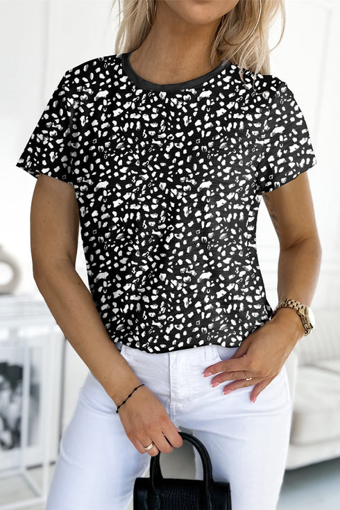 Soft Jersey Abstract Spot Print Short Sleeve Top