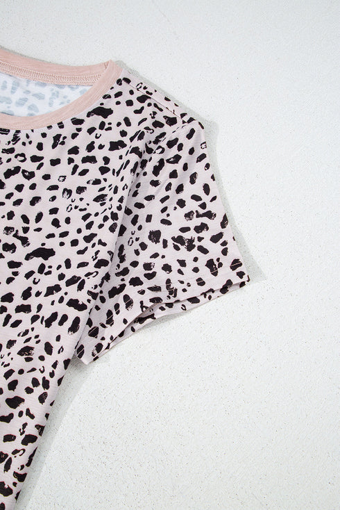 Soft Jersey Abstract Spot Print Short Sleeve Top
