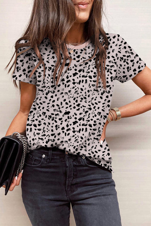 Soft Jersey Abstract Spot Print Short Sleeve Top