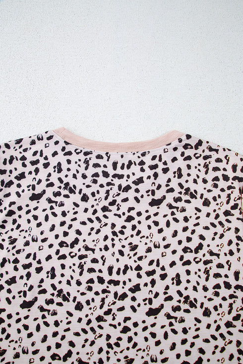Soft Jersey Abstract Spot Print Short Sleeve Top