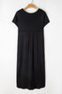 Soft Jersey Knit Rolled Sleeve Pocketed Maxi Dress